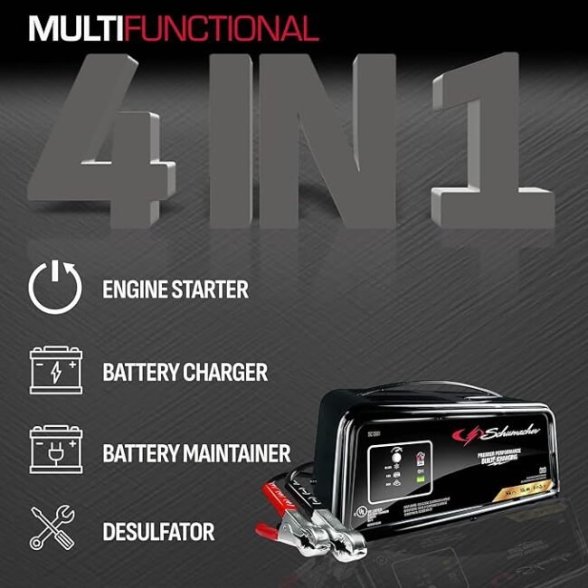 Schumacher SC1361 12V Fully Automatic Battery Charger and 10/50A Engine Starter - Image 5
